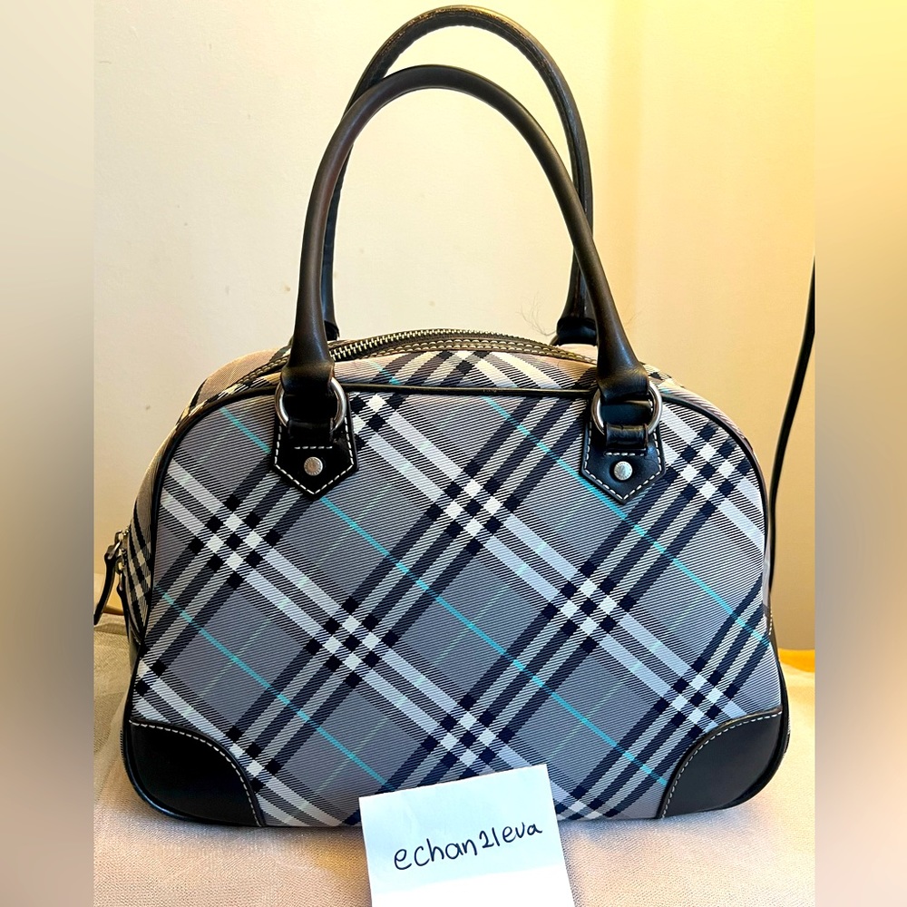 【☆JAPAN☆】Auth Burberry Blue Label Boston Bag Nova Check Blue